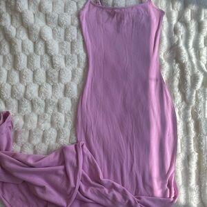 Skims long slip dress in Petal Pink